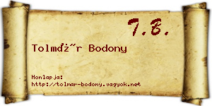 Tolmár Bodony névjegykártya